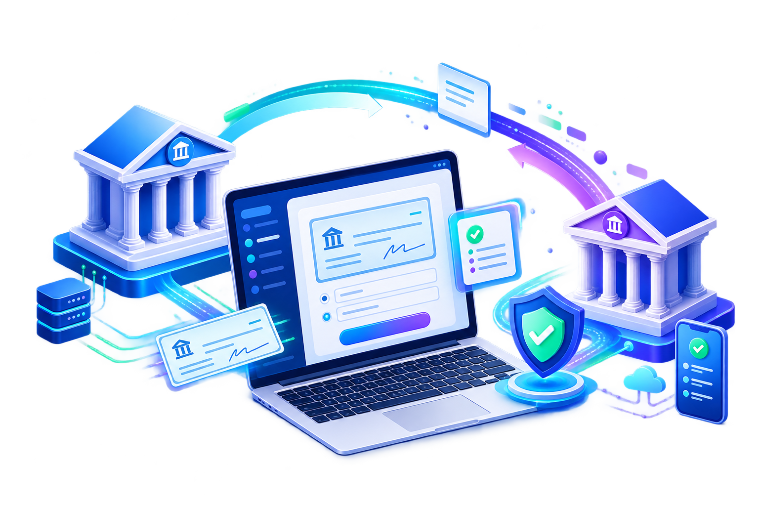 Secure eCheck gateway connecting customer and business bank accounts