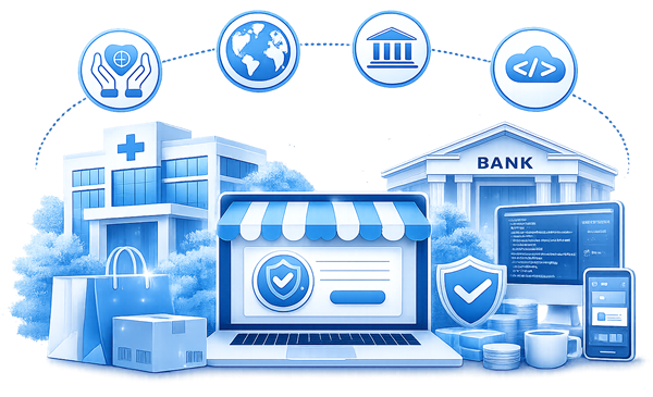 Industries served by SwivlPay including retail, ecommerce, healthcare, financial services, and software platforms